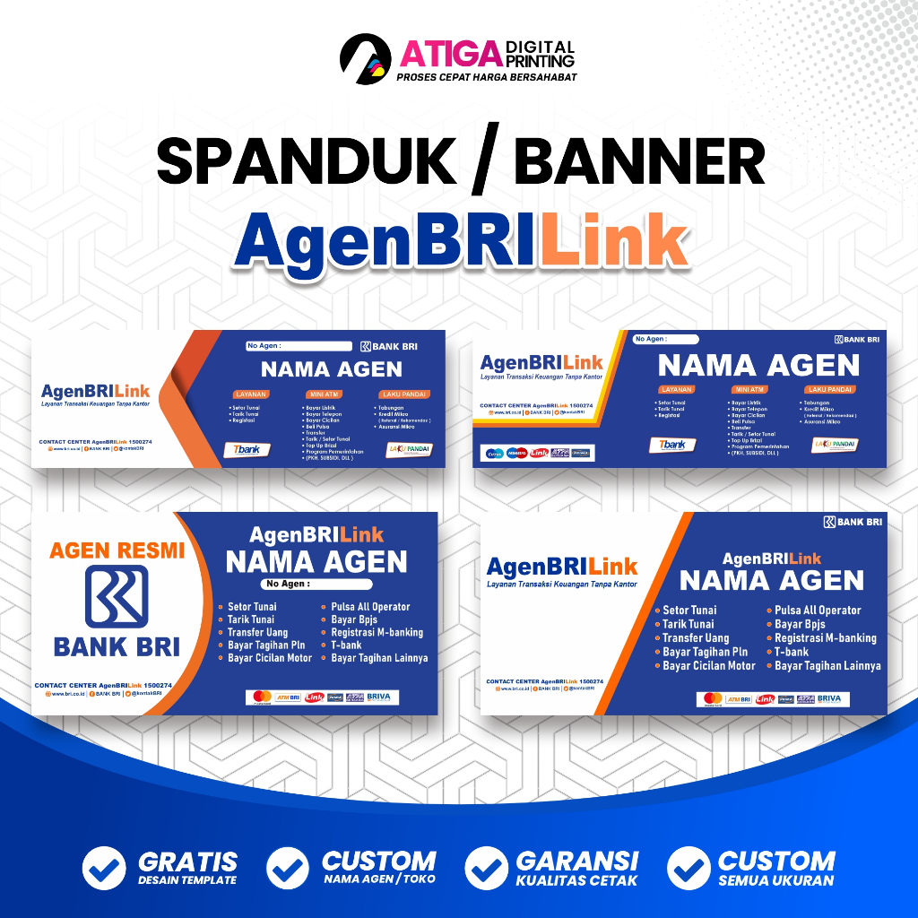 Spanduk Banner Brilink | Spanduk Toko Brilink | Cetak Banner Bri link Custom