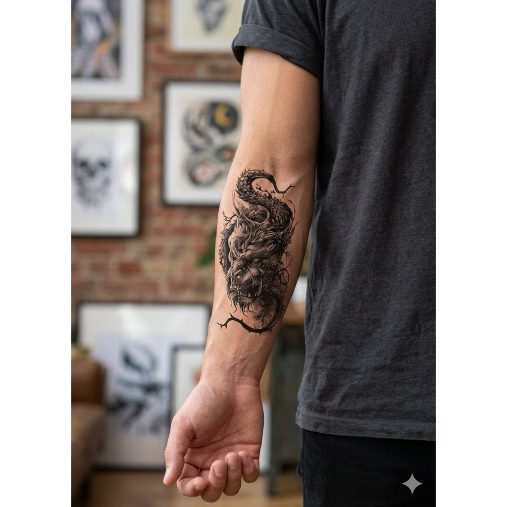 COD Tatto temporer XQB 911 size 21x11 cm naga stiker tatto temporary tatto tempel sementara bisa bua