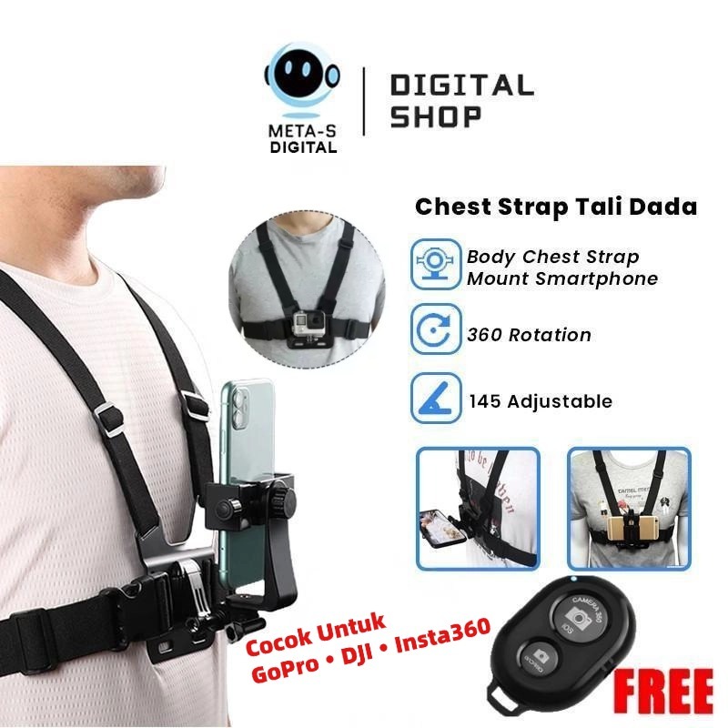 Chest Strap Dudukan Dada Holder HP Kamera Action Cam DJI Insta360 Tali Pengikat Dada Vlog Outdoor Se