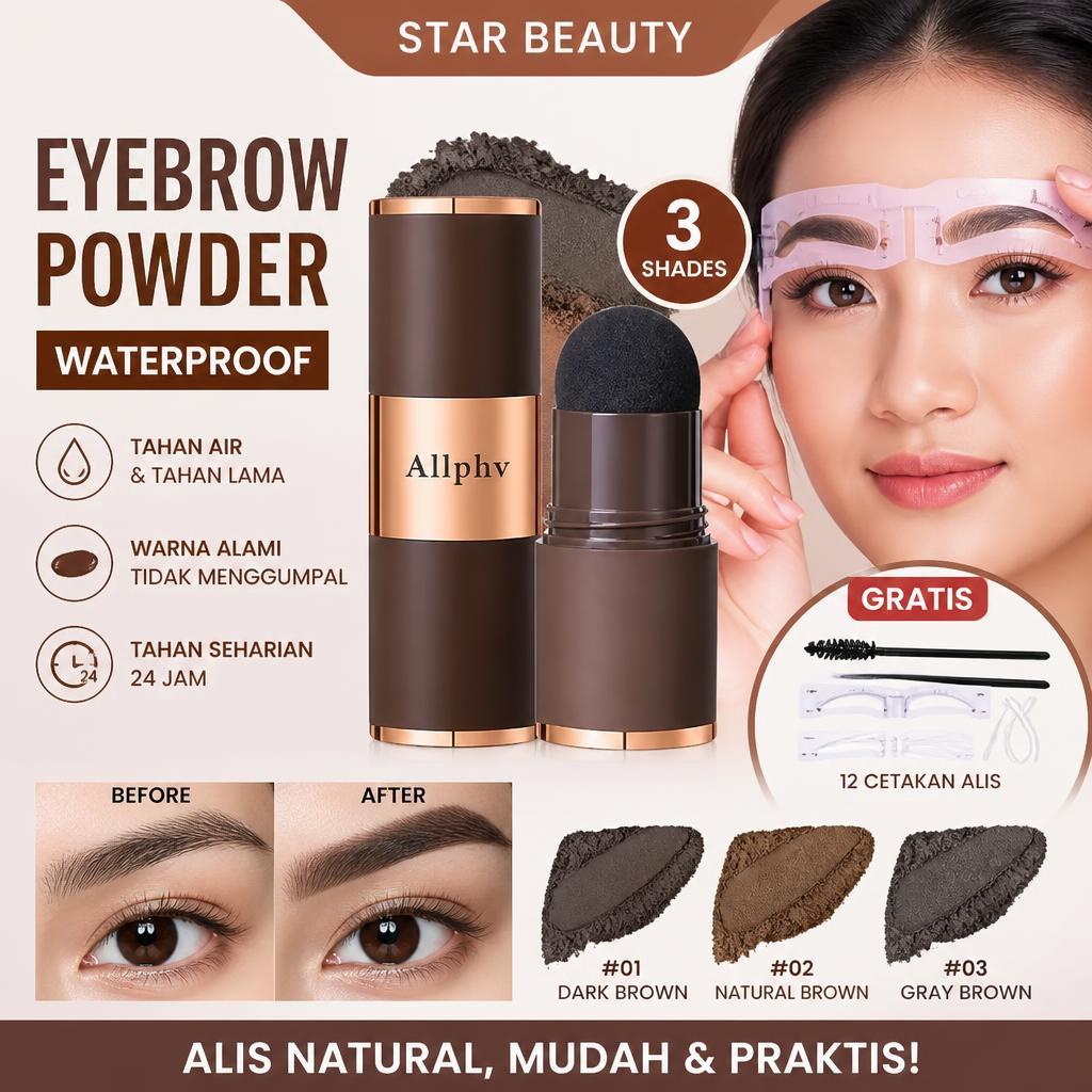 [BPOM] ALLPHV Eyebrow Kit - Paket Cetakan Alis Tali Karet Tempel Eyebrow Powder Kuas Sisir Alis Wate