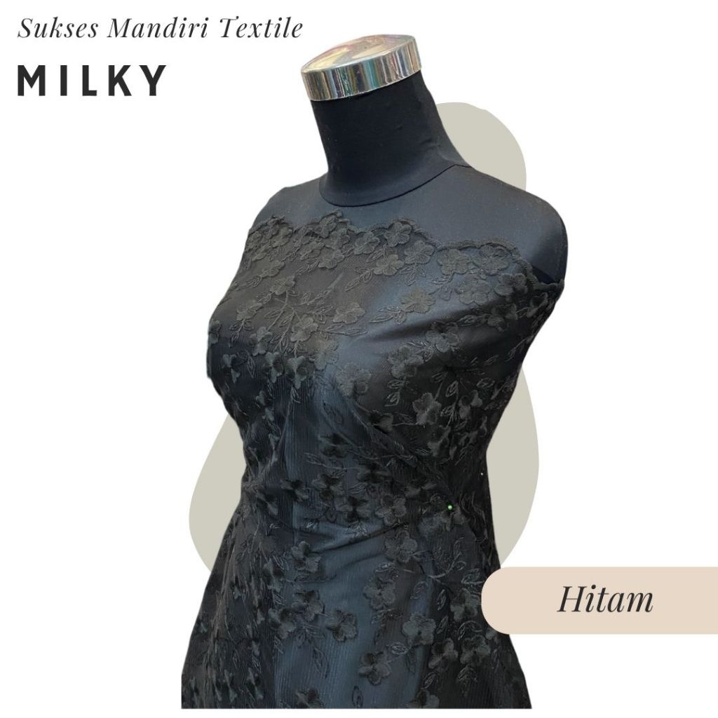 [MILKY] Brokat Brukat Tile Motif Bunga Payet Premium Mewah Warna Burgundy, Baby Blue dan Hitam | Har