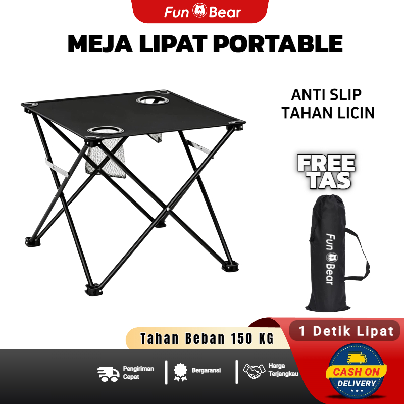 FunBear Meja Lipat Outdoor Premium Portable Mini Camping Hiking Healing Aesthetic Praktis Murah Meja