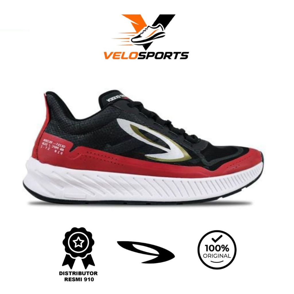 910 Nineten Geist Ekiden Sepatu Running - Hitam/Merah/Putih Olahraga Lari Sport Outdoor