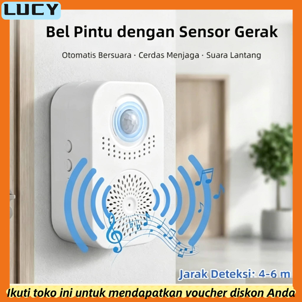 (COD) Bel Pintu Otomatis Sensor Gerak dengan Suara Sambutan & Perekam Datang untuk Toko & Minimarket