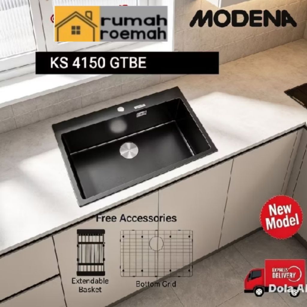 Modena Kitchen Sink KS 4150 GTBE Granite Black Matte