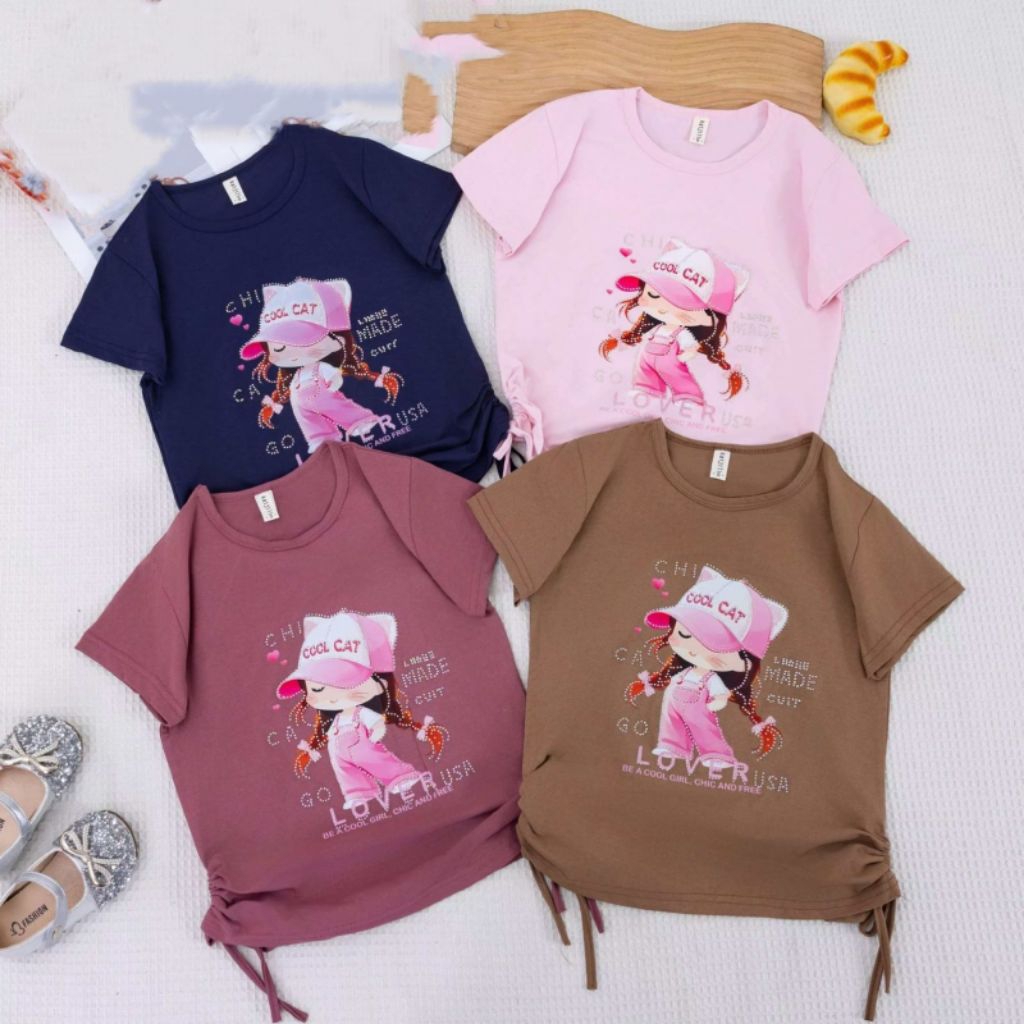 SJ KIDS/Grosir/atasan kaos anak perempuan/6-9 thn/harga per seri 4 potong