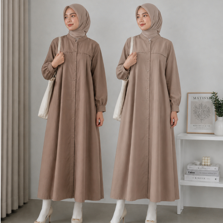 Gamis Nayma Be Kaffah Dress Polos Elegant Katun Tebal