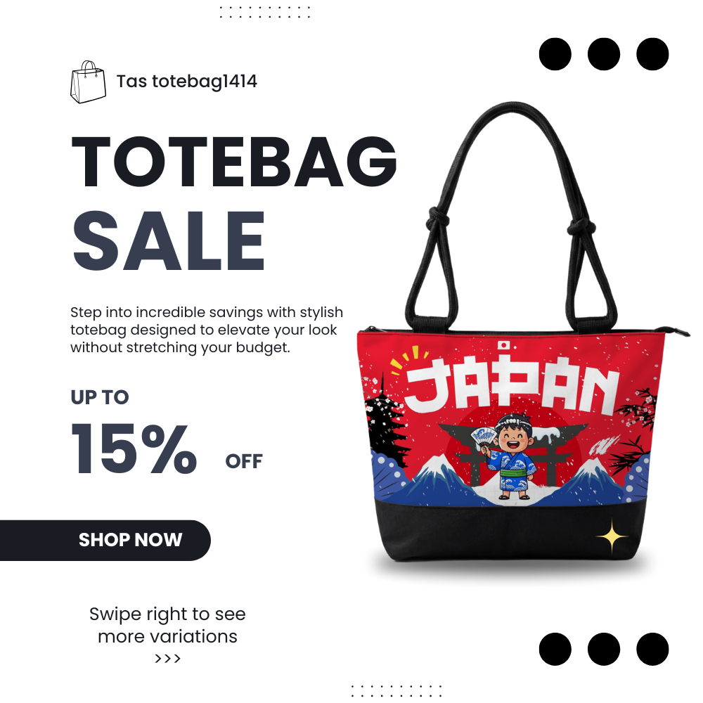 Tas Tali Sumbu Besar Motif Jepang Tas Totebag Tali Sumbu Totebag Serbaguna Totebag Motif