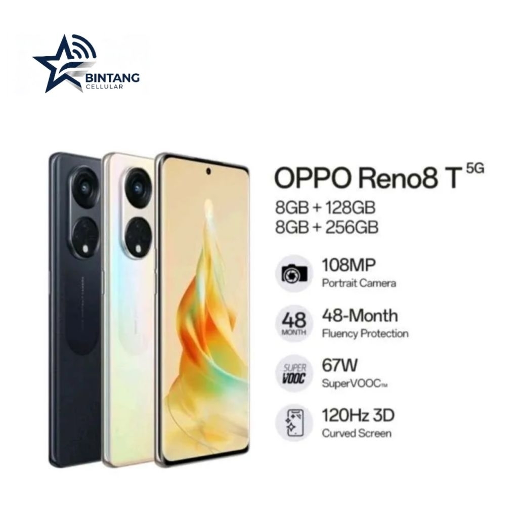 HP OPPO RENO 8T 5G 8/128 GB - RENO 8T 5G RAM 8GB ROM 128GB GARANSI RESMI