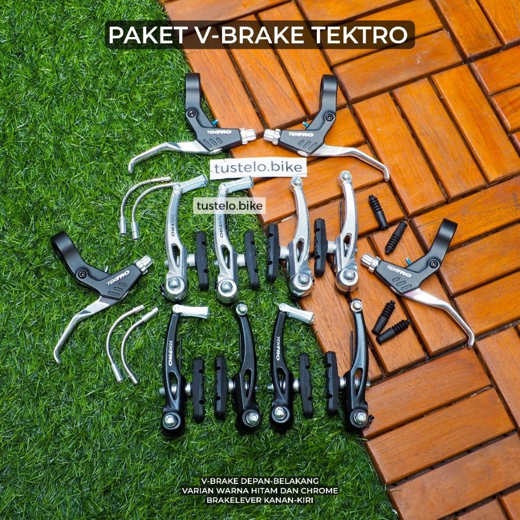 Paket Brakeset V-Brake Brakelever Tektro  Rem Sepeda MTB Commuter Gravel