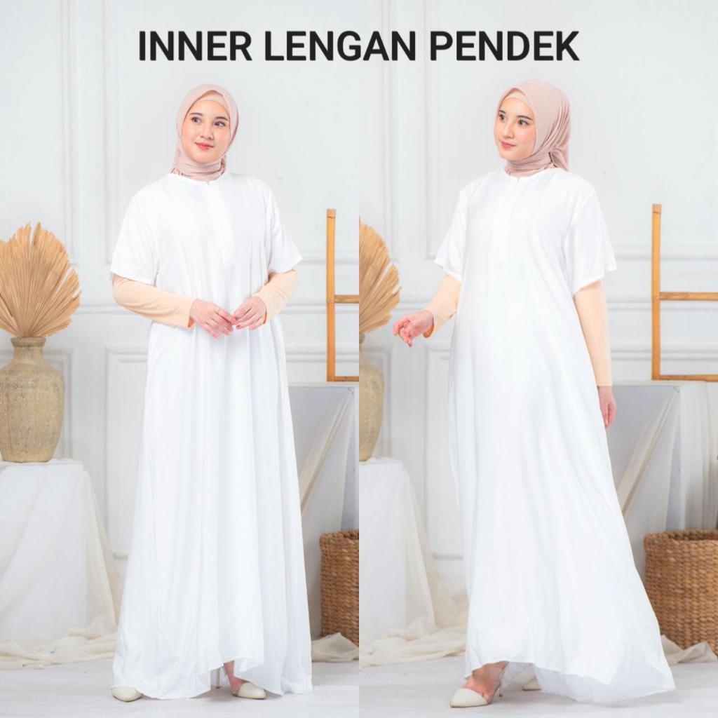 Inner Gamis Lengan Pendek Bahan Rayon Polos Premium