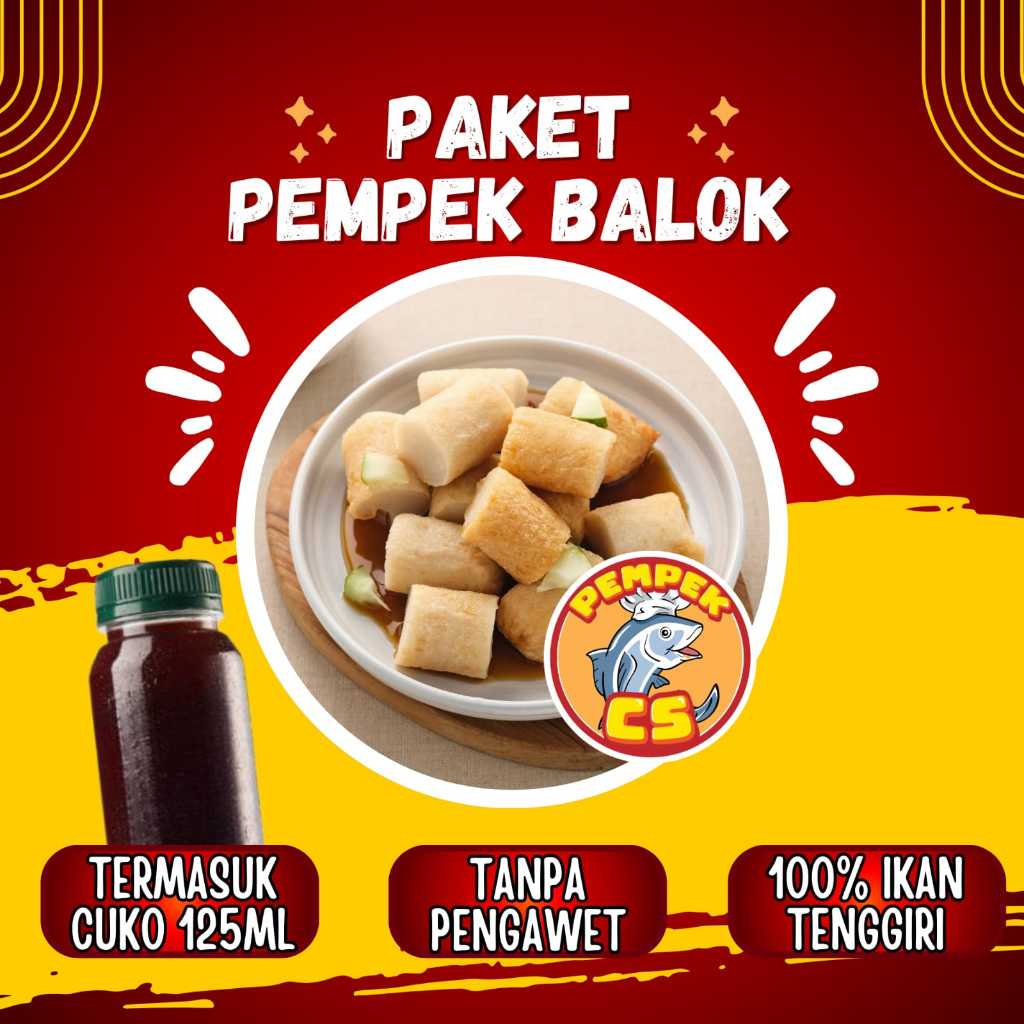 PEMPEK FROZEN TENGGIRI ASLI PAKET BALOK ISI 10 + CUKO|PEMPEK PALEMBANG VACUM|PEMPEK CS