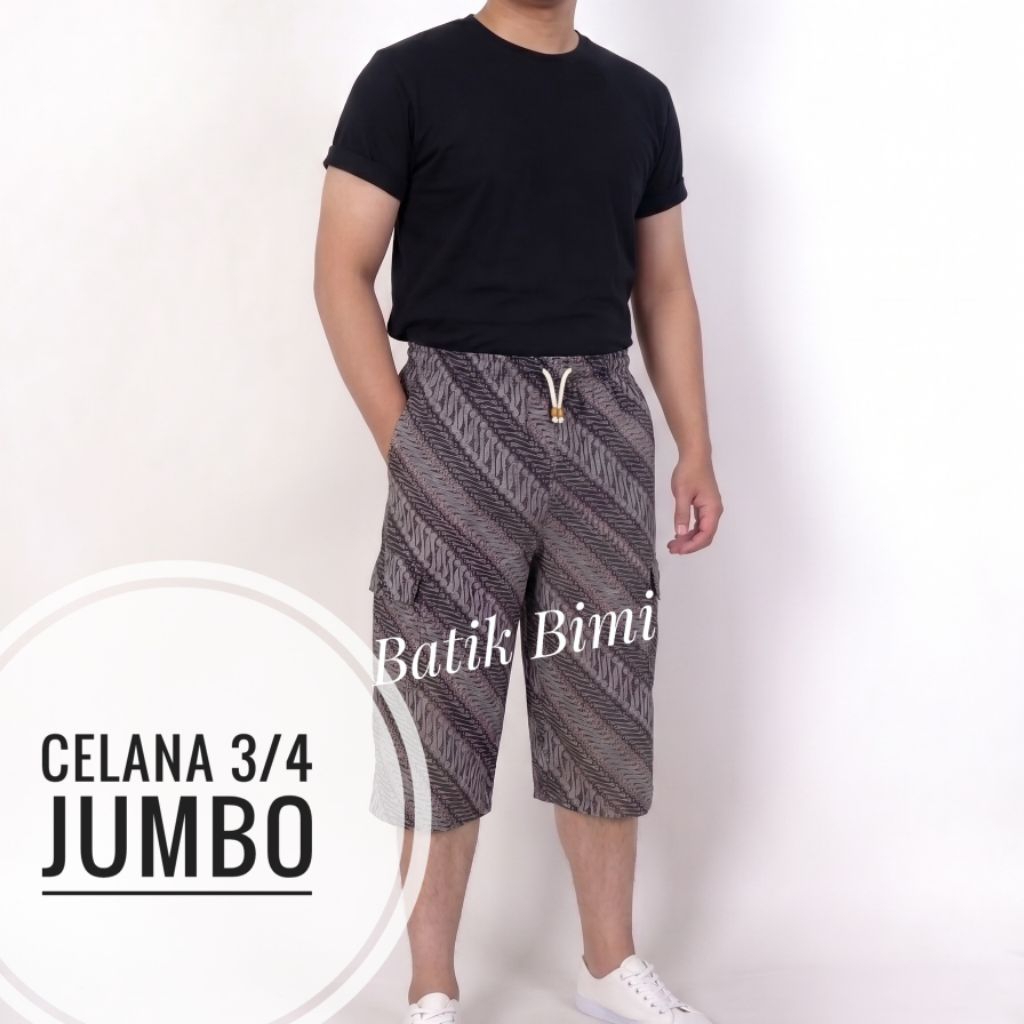 Griyabatikbimi celana batik pria size jumbo model 3/4 premium