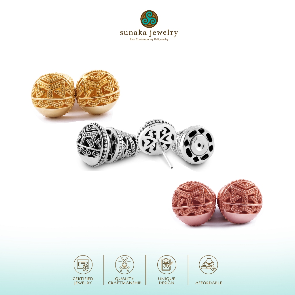 Anting Subeng Kecil Wanita Perak 925 Koleksi Songket Bali Sunaka Jewelry