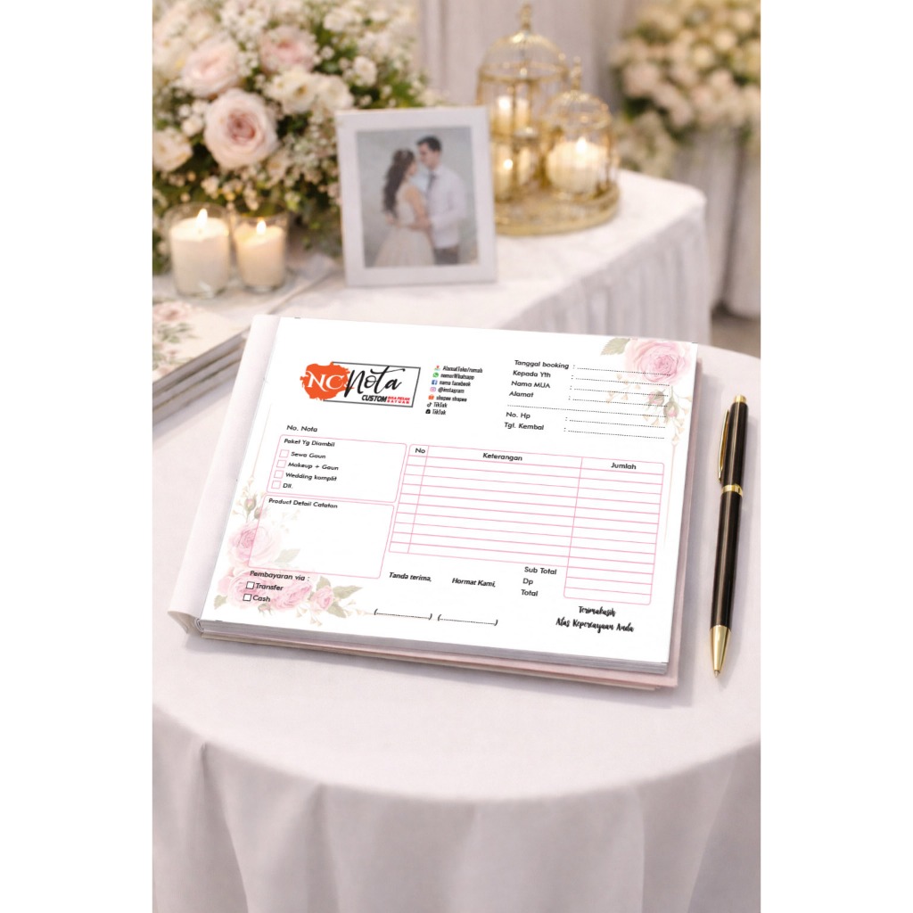 Nota Satuan 1/2 Folio Custom Desain - Cetak Berkualitas dan Sesuai Kebutuhan Bisnis, WEDDINg, rias p