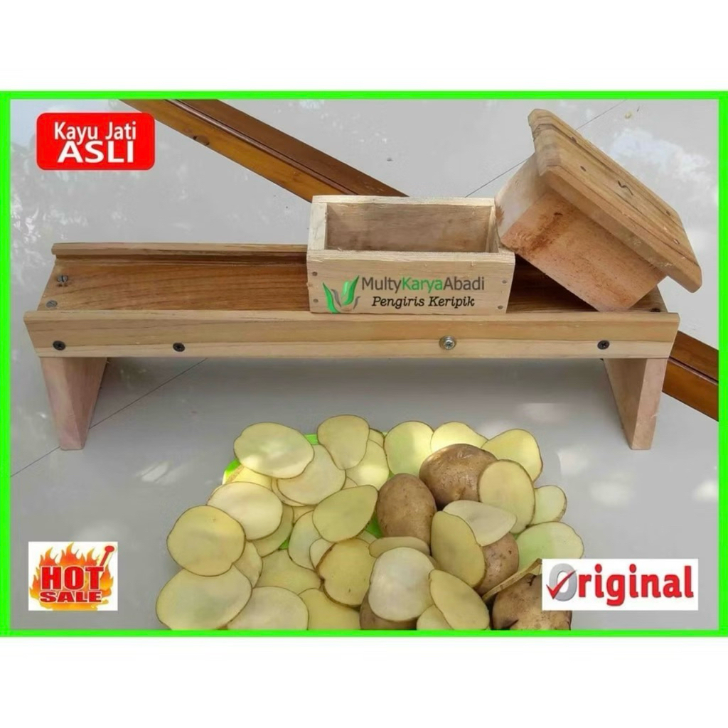 Alat Pengiris Bawang jumbo Kayu Jati - Aman, Cepat, Serbaguna