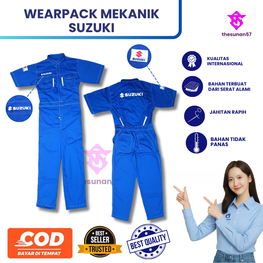 Wearpack Bengkel Suzuki Terbaru | Seragam Kerja Mekanik Suzuki | Wearpack Bengkel Biru Benhur