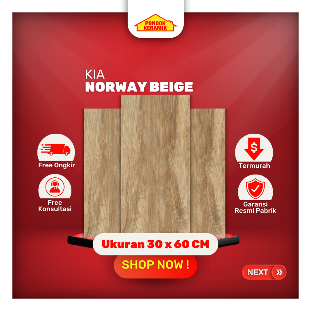 Keramik Lantai Keramik Dinding KIA 30x60 Norway Beige Motif Serat Kayu Matt