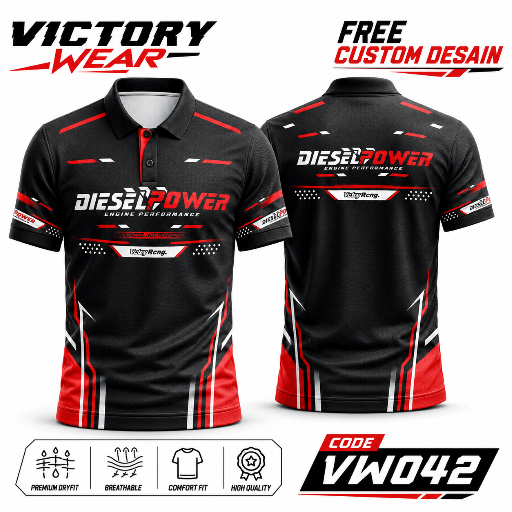 JERSEY KAOS  DIESEL POWER RACING CUSTOM  REQUEST POLO KERAH KANCING V-NECK, KAOS SATUAN, BAHAN FULLP