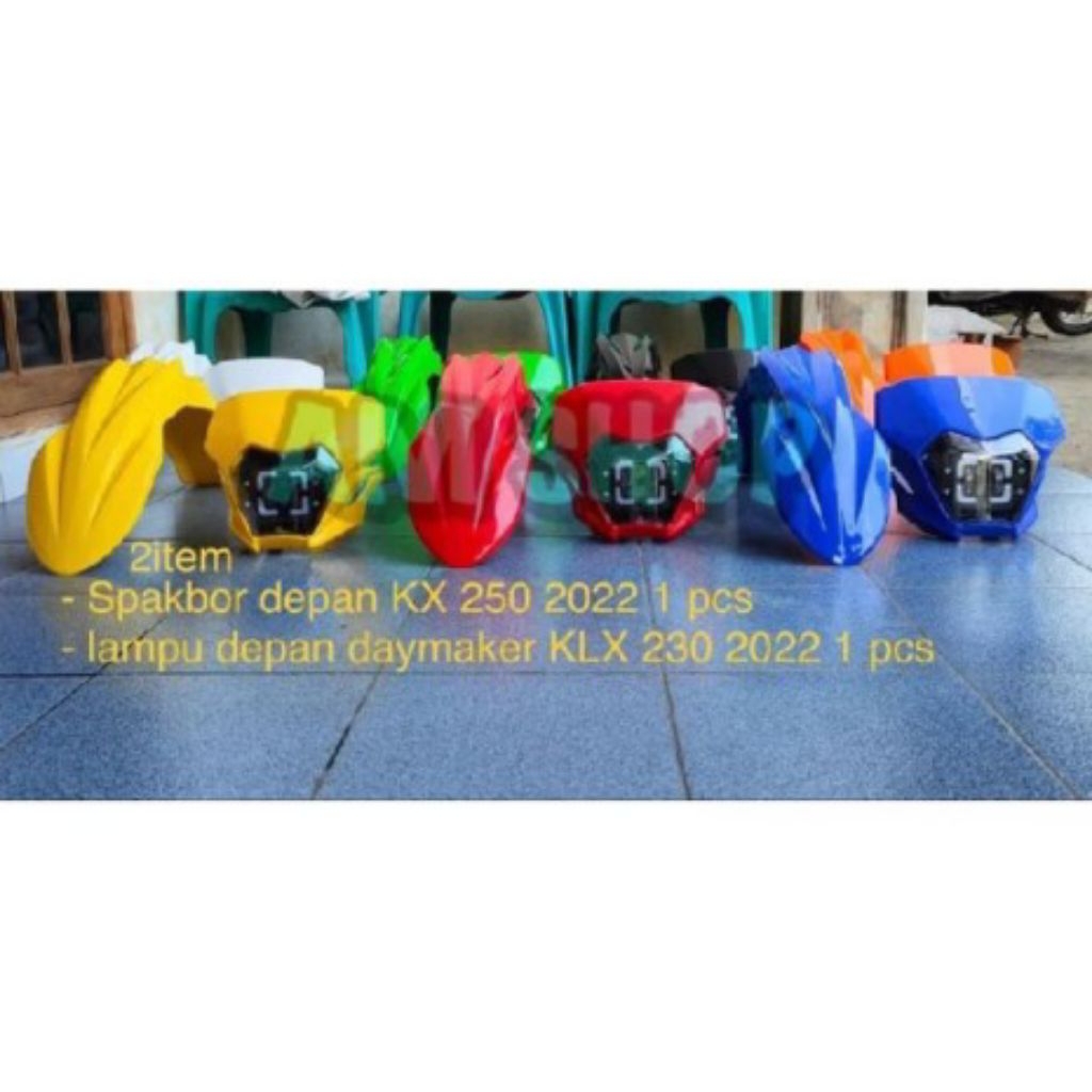 PAKET 2ITEM KLX 230 2022 SPAKBOR DEPAN DAN LAMPU DEPAN DAYMAKER KLX 230 2022 TRAIL SUPERMOTO
