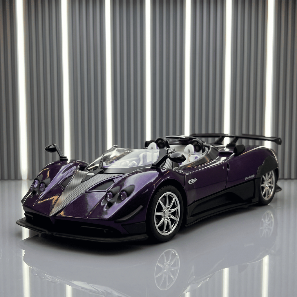Diecast Pagani Zonda HP Barchetta Skala 1:24 Alloy - Miniatur Mobil Mainan Pajangan Lampu Pullback