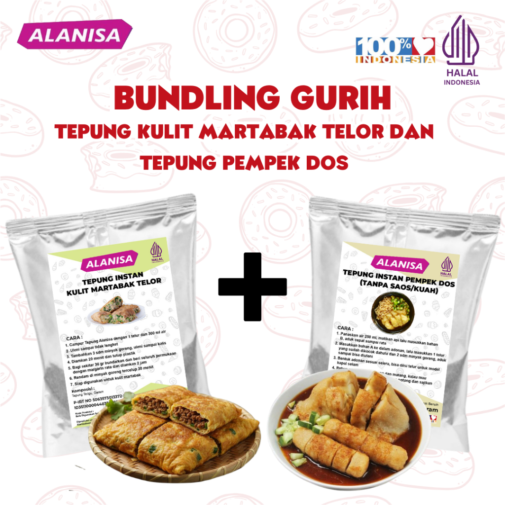 BUNDLING GURIH (TEPUNG KULIT MARTABAK TELOR 500GR + TEPUNG PEMPEK DOS 400GR) LEBIH HEMAT DAN PRAKTIS
