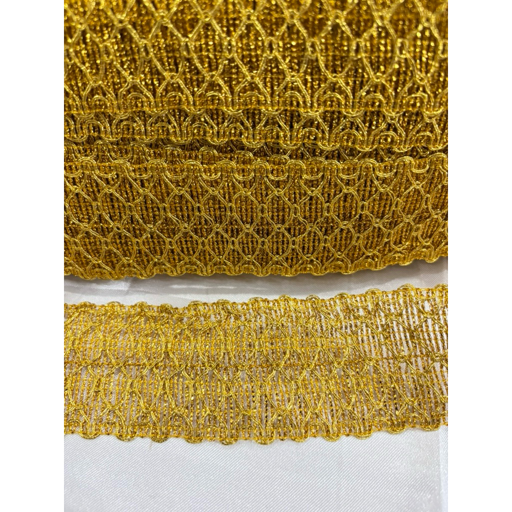 (Meteran)Renda Mas 1123/Renda Mas 6cm/Renda Motif/Renda Besar/Renda Mas Meteran