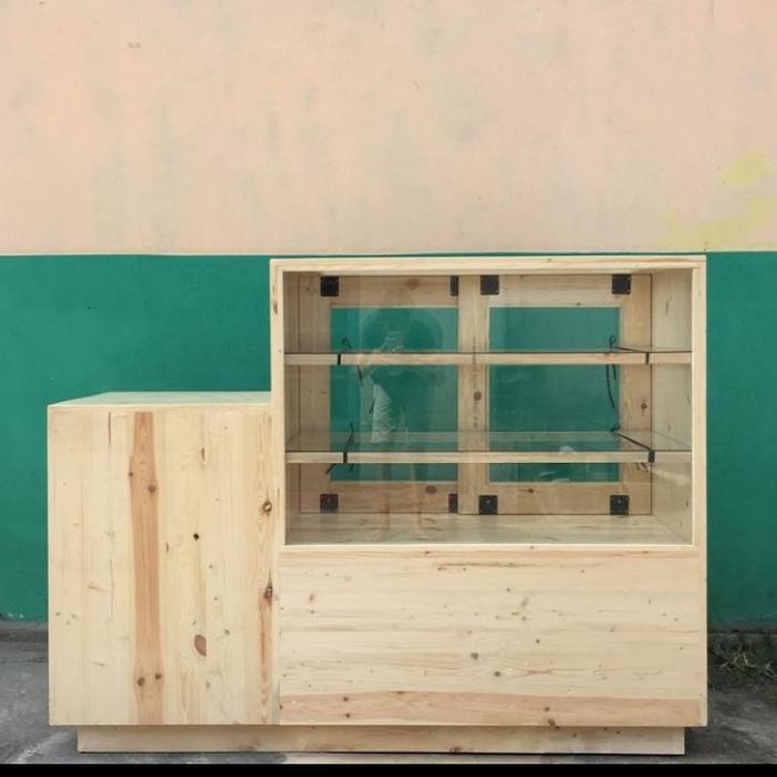 Meja Etalase / Meja Display Kayu Jati Belanda