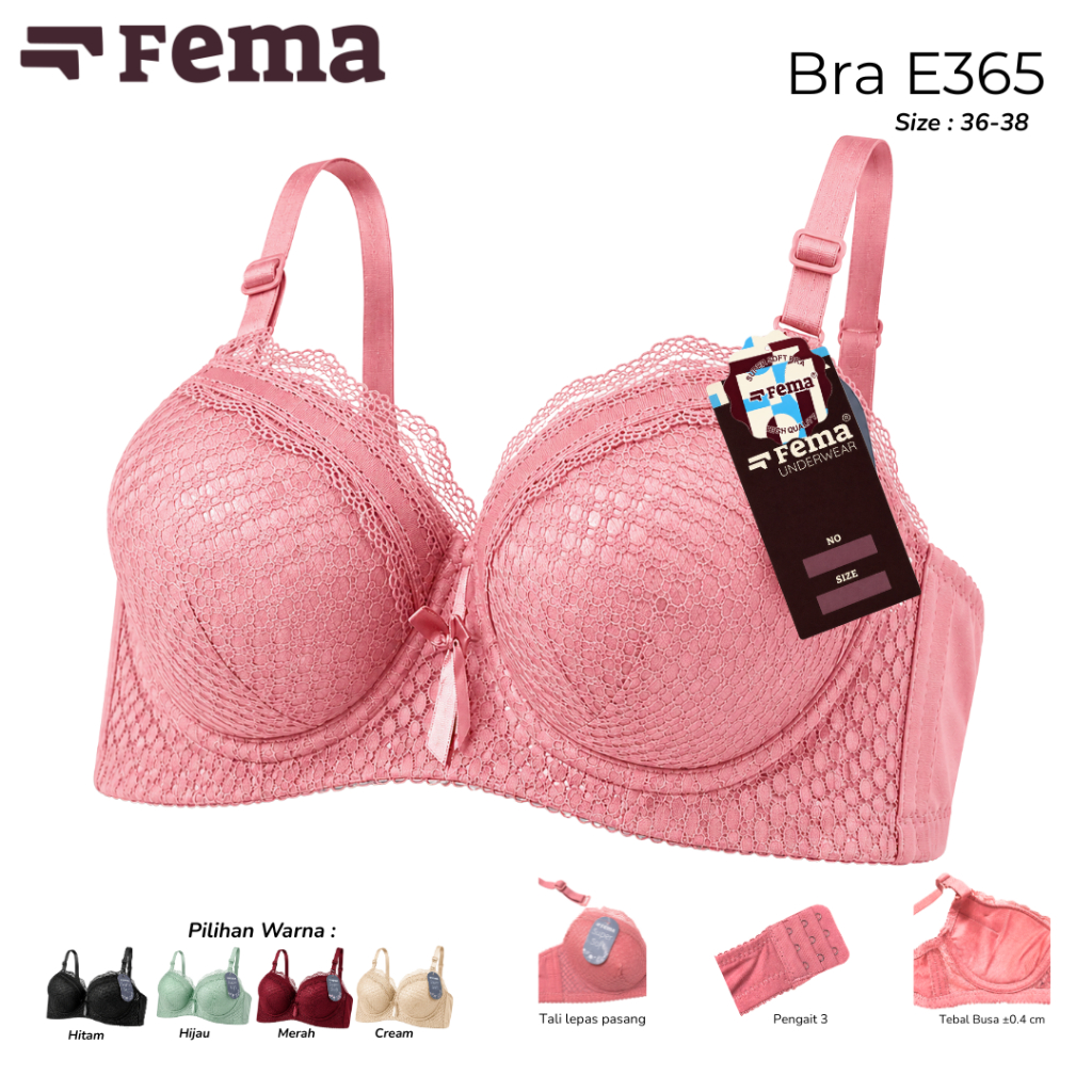 FEMA Official Shop 1 pcs Bra Busa Tebal E365 BH Seserahan Size 34-38