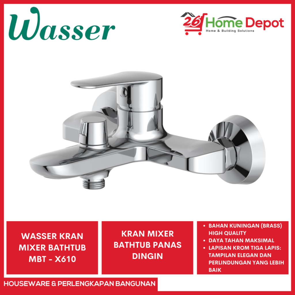 WASSER MBT-X610 Kran Mixer Bathtub Panas Dingin Keran Air Shower Luxury Series Kuningan