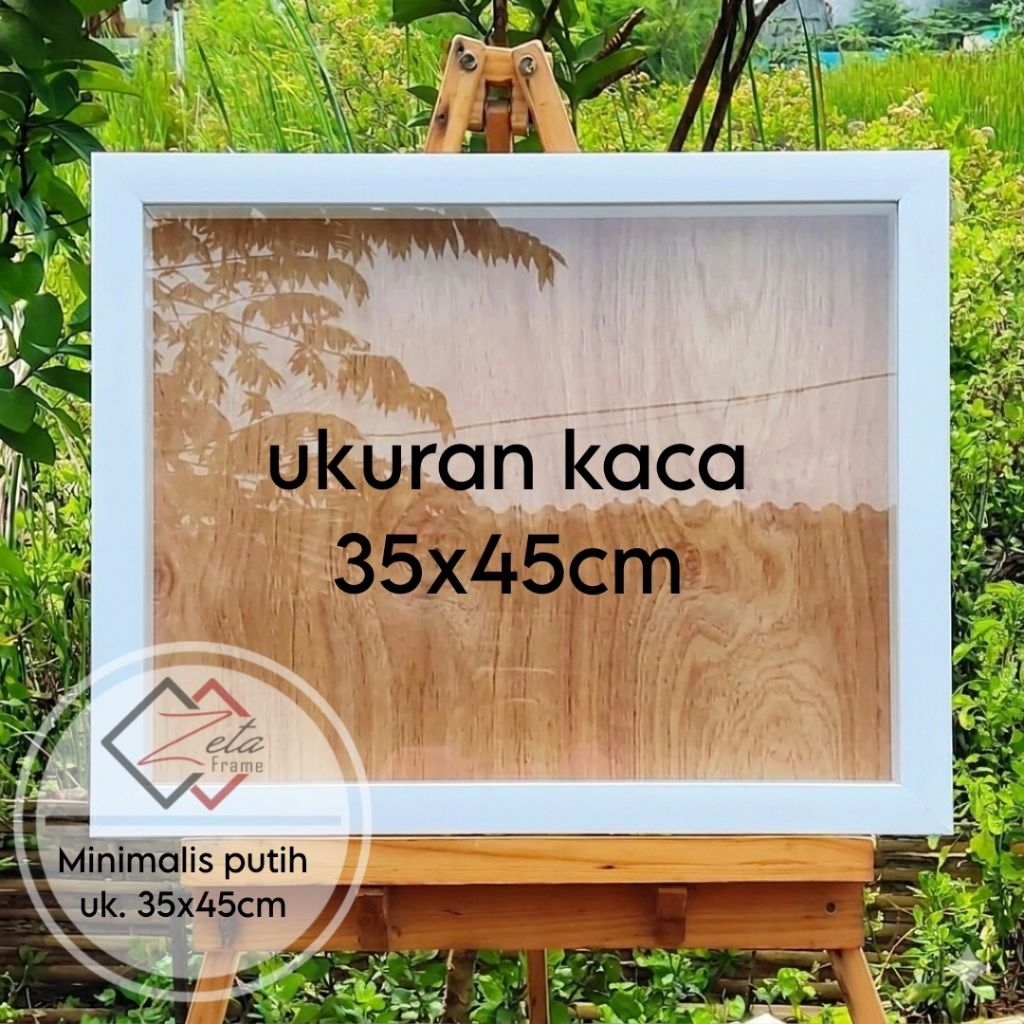 tipe co3 putih - Pigura mahar minimalis putih uk. 35x45 - Frame 3D polos putih - frame mahar minimal