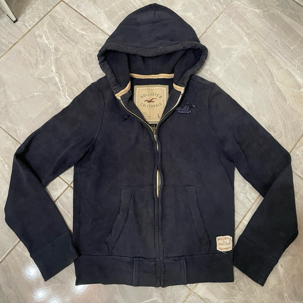 Jaket Hollister Navy Unisex | Hoodie Zip Up Hollister Original
