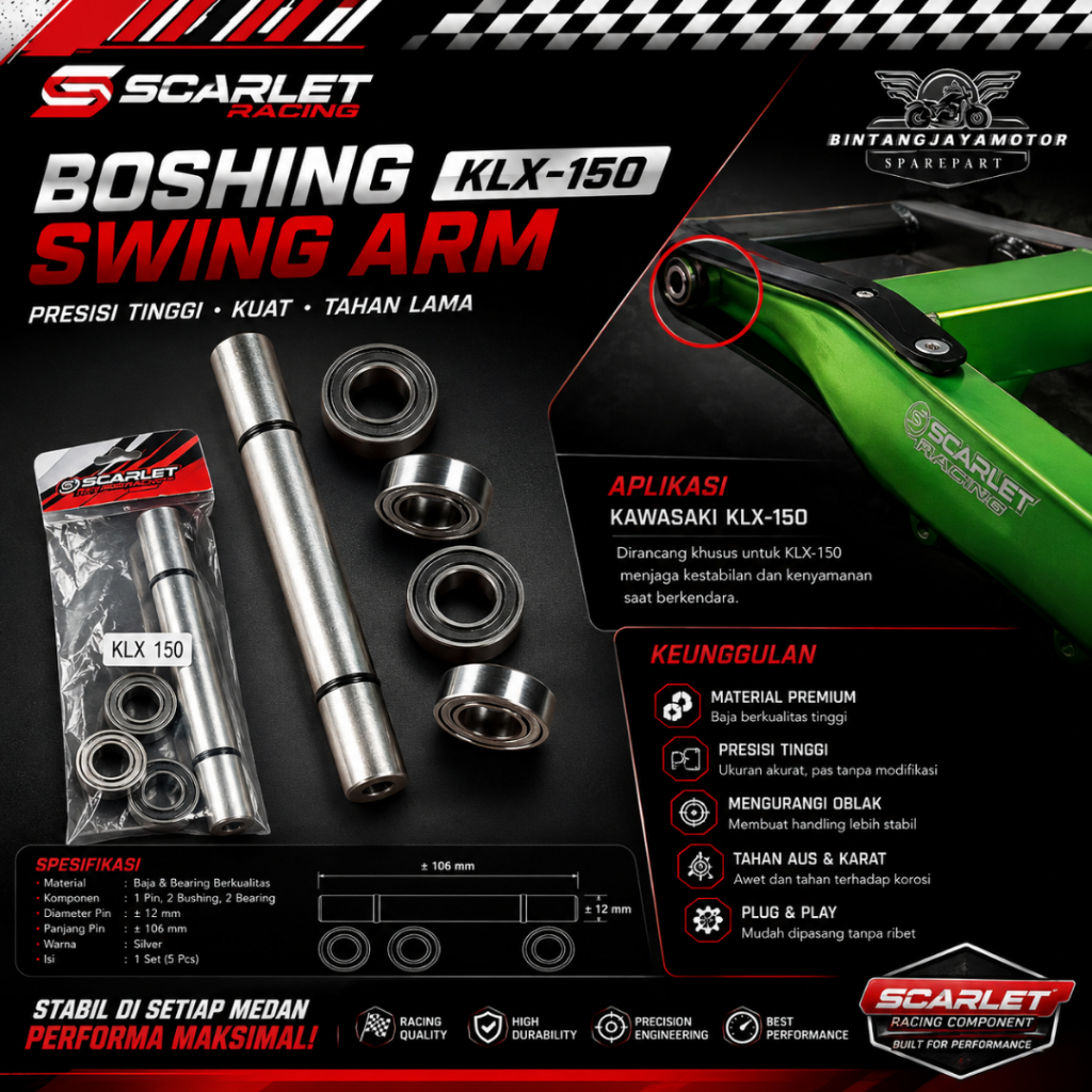 Boshing Swing Arm KLX-150 "Original Scarlet"