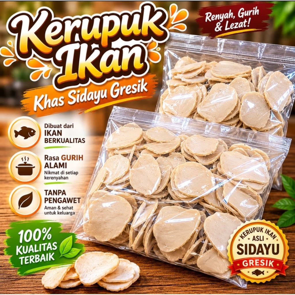 1Kg Kerupuk Ikan Payus Khas Sidayu Gresik