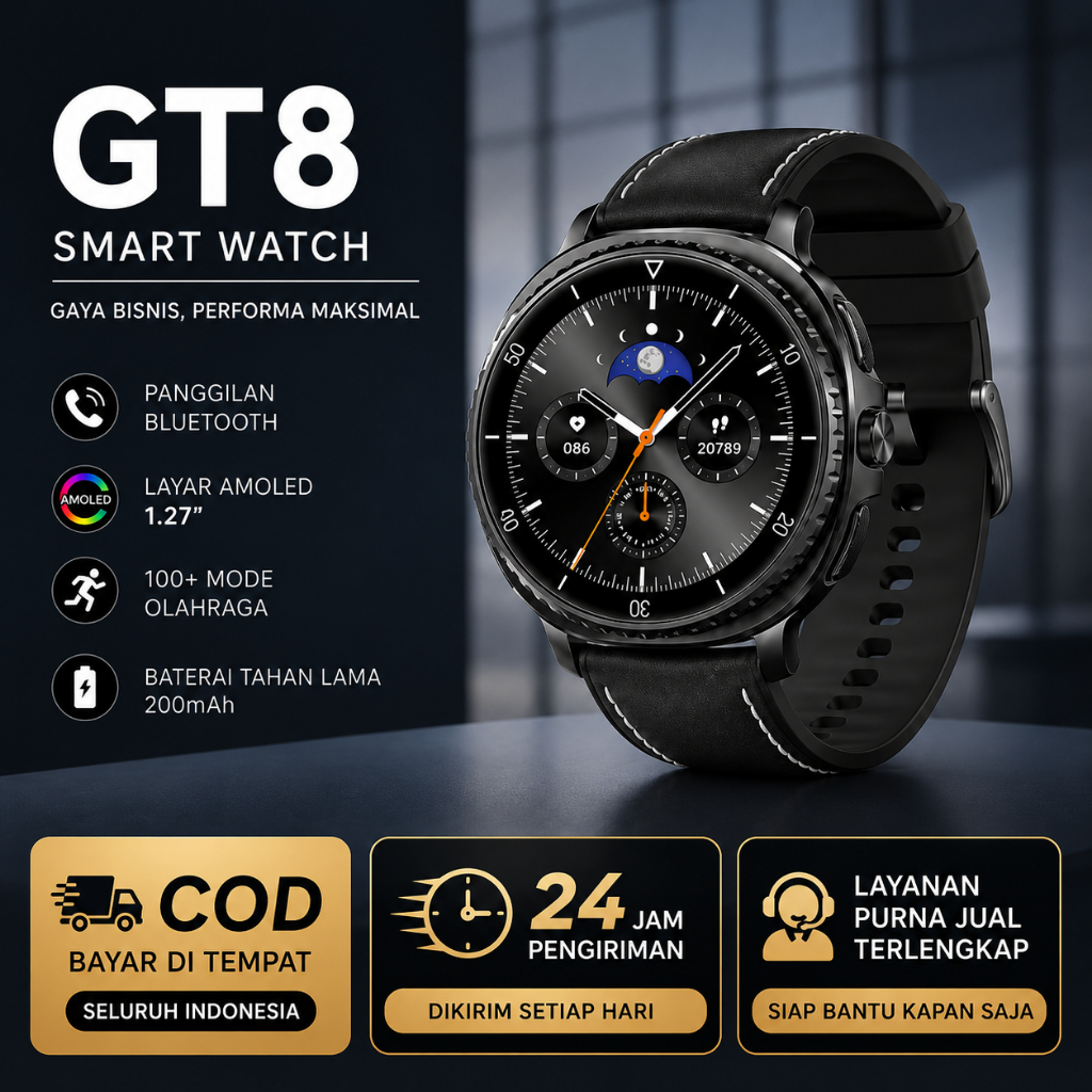 LAXASMART Smartwatch GT8 ULTRA Jam Tangan Pintar - Jam Tangan Pria& Wanita dengan Layar 1.52 Inci HD