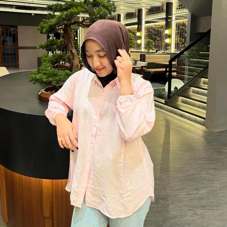 kemeja rayon twill uniqlo premium wanita kemeja polos terbaru lengan panjang