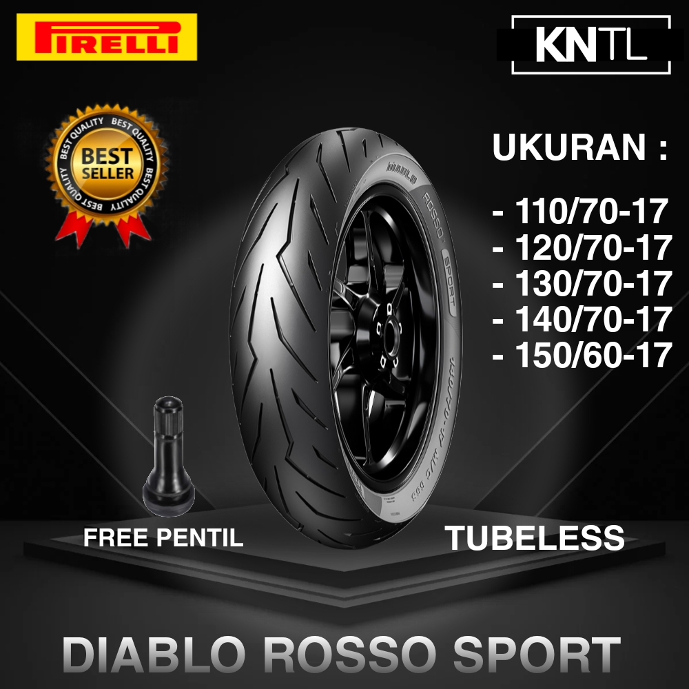 BAN PIRELLI DIABLO ROSSO SPORT TUBELESS RING 17 UKURAN 70/90-17 | 80/80-17 | 80/90-17 | 90/80-17 | 1