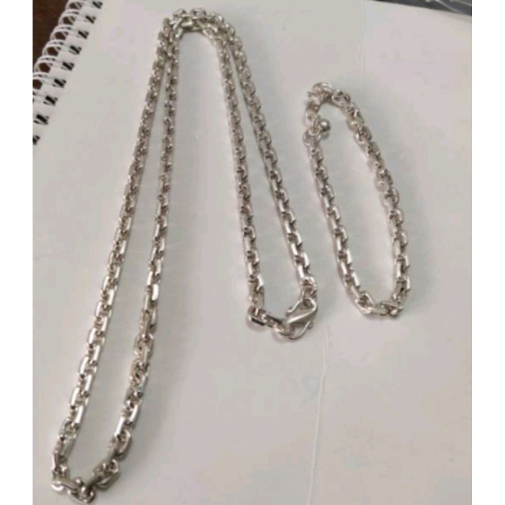 kalung gelang silver Nuri polos perak titanium