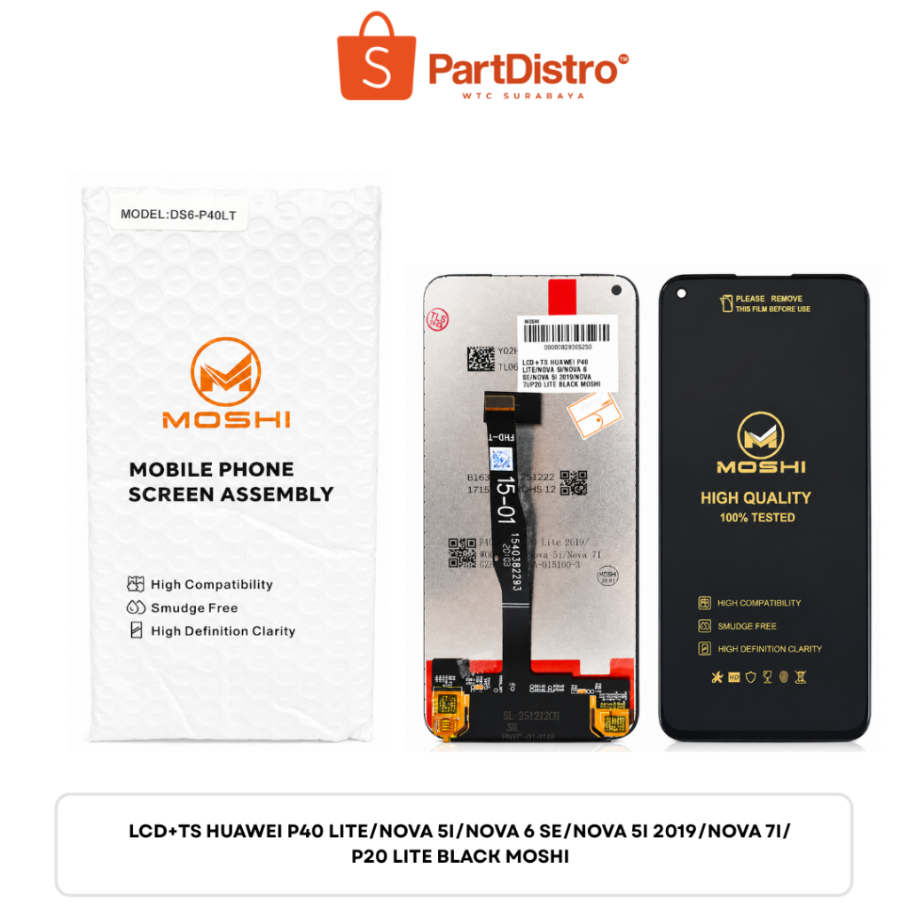 LCD+TS HUAWEI P40 LITE/NOVA 5I/NOVA 6 SE/NOVA 5I 2019/NOVA 7I/P20 LITE BLACK MOSHI
