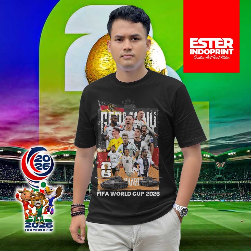 Kaos Piala Dunia 2026 T-SHIRT FIFA WORLD CUP TIMNAS JERMAN 100% Original Katun Combad 24s - WP004