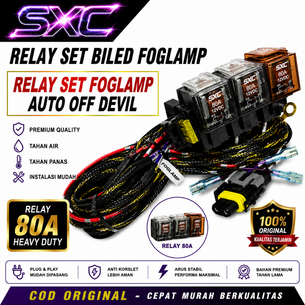 ORIGINAL PREMIUM KABEL RELAY SET BILED FOGLAMP UNIVERSAL MOBIL AUTO OFF DEVIL EYE RELAY FOGLAMP