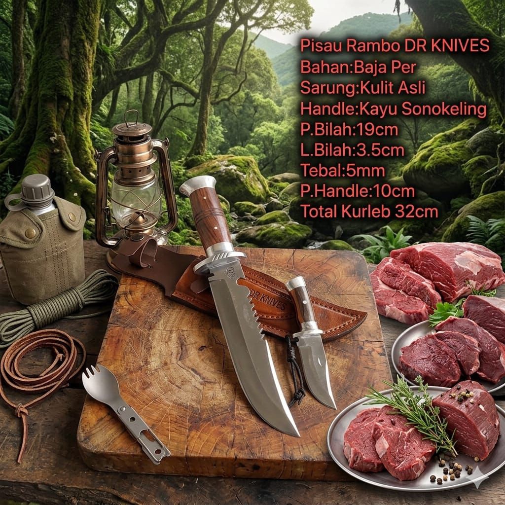 Pisau Outdoor Survival Rambo Anak Bahan Baja Per Best Seller