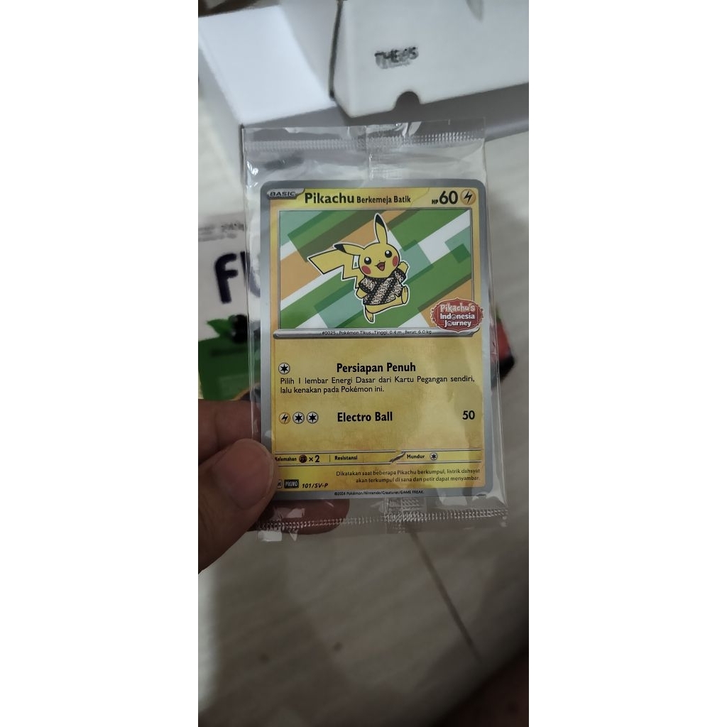 pikachu berkemaja batik hijau sealed