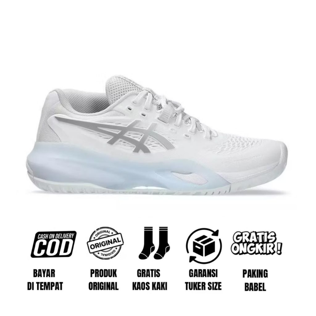 Sepatu sneaker Asics Tenis/padel white silver sepatu Tenis