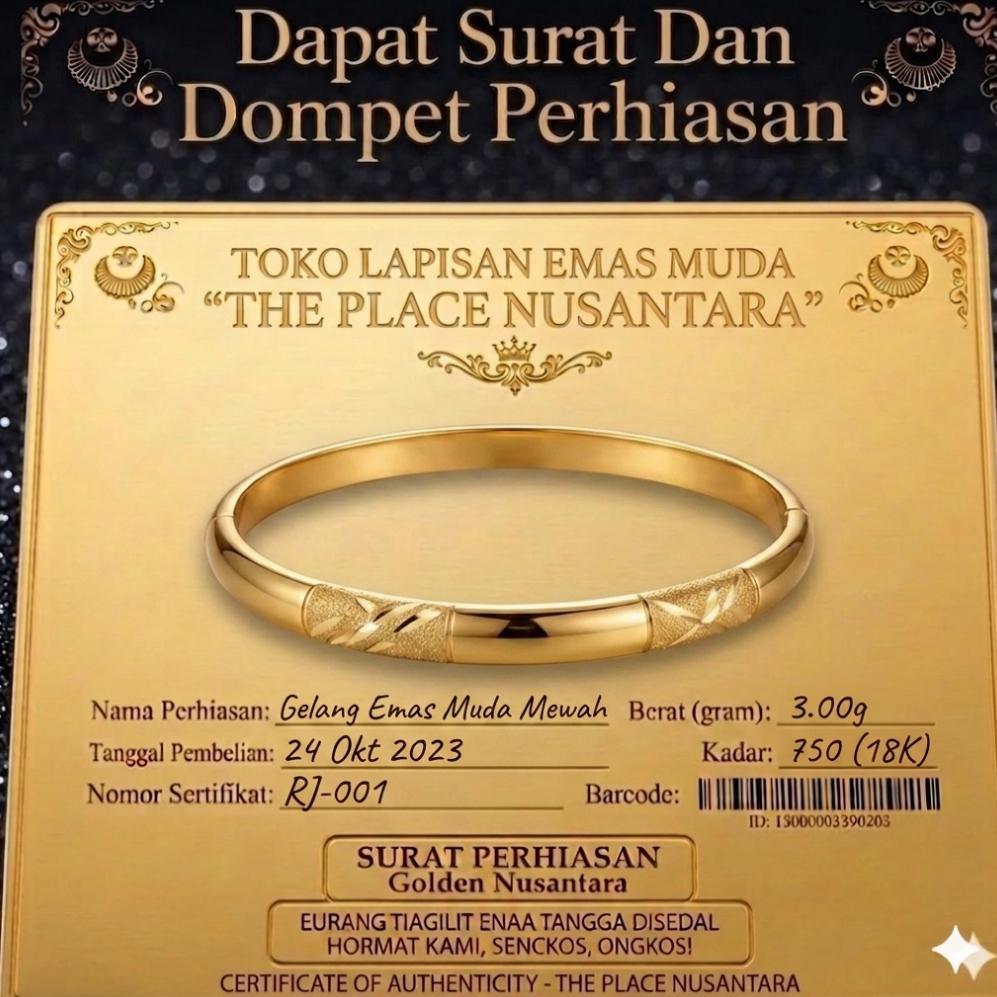 Gelang Bangkok Pasir Elegan Dengan Lapisan Emas Muda Gratis Dompet Serta Surat Perhiasan Dari Toko