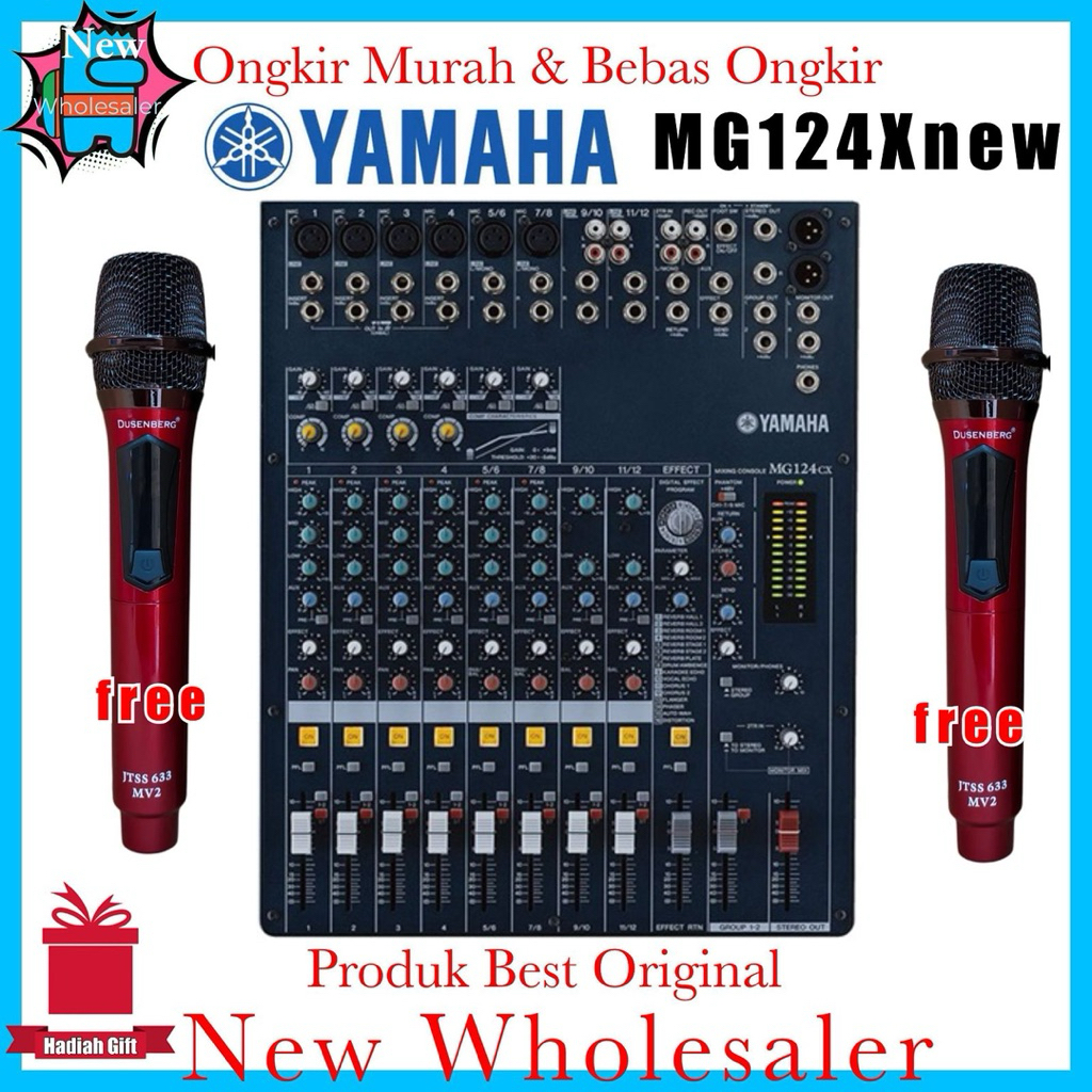 Mixer Yamaha audio Mg124X New Original impor Free mic wireless
