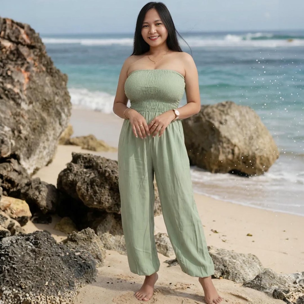 Jumpsuit aladin kemben pantai Bali wanita maxi