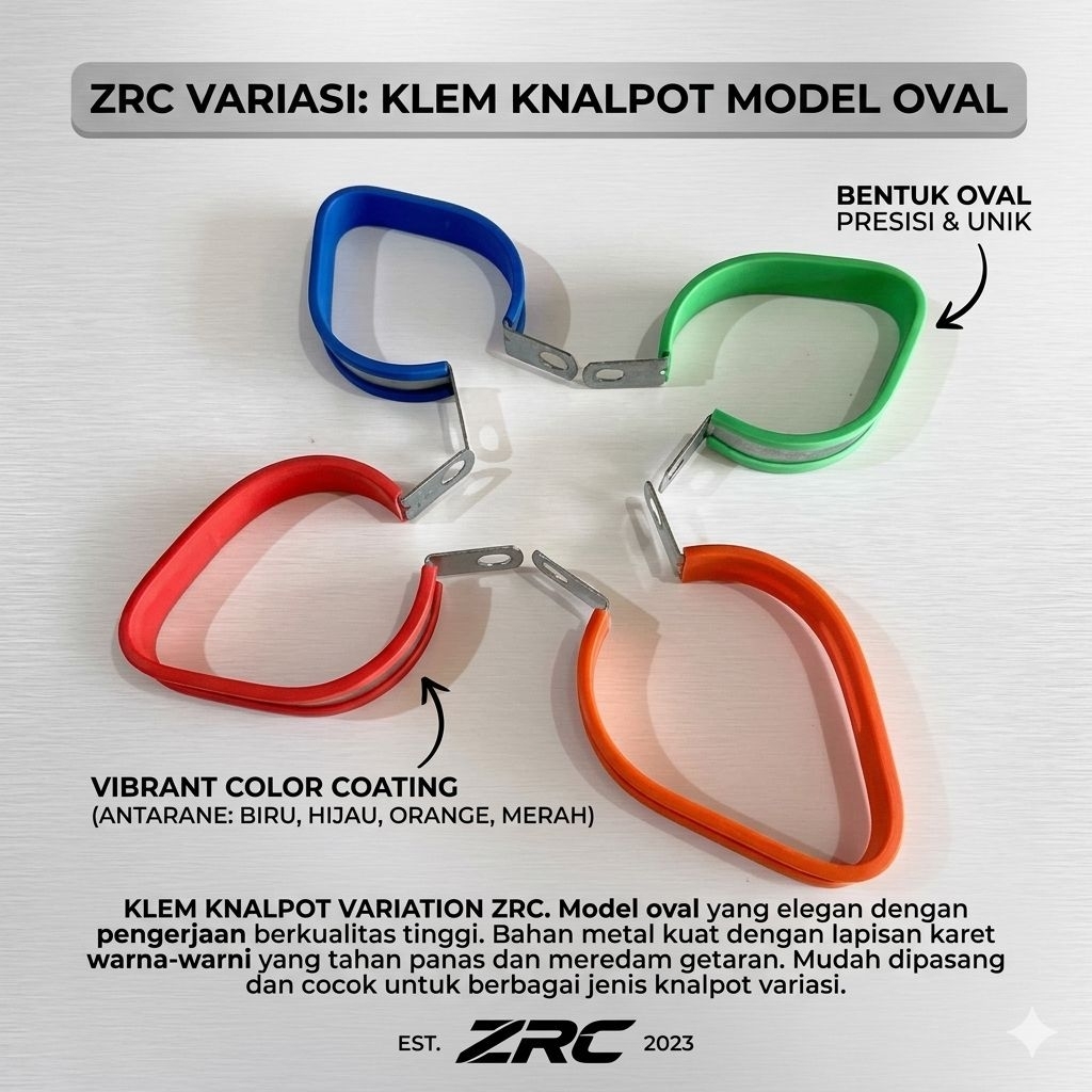klem knalpot  racing / breket knalpot racing. model oval.   uk.3'5 inci/ 4 inci/ 4'5 inci