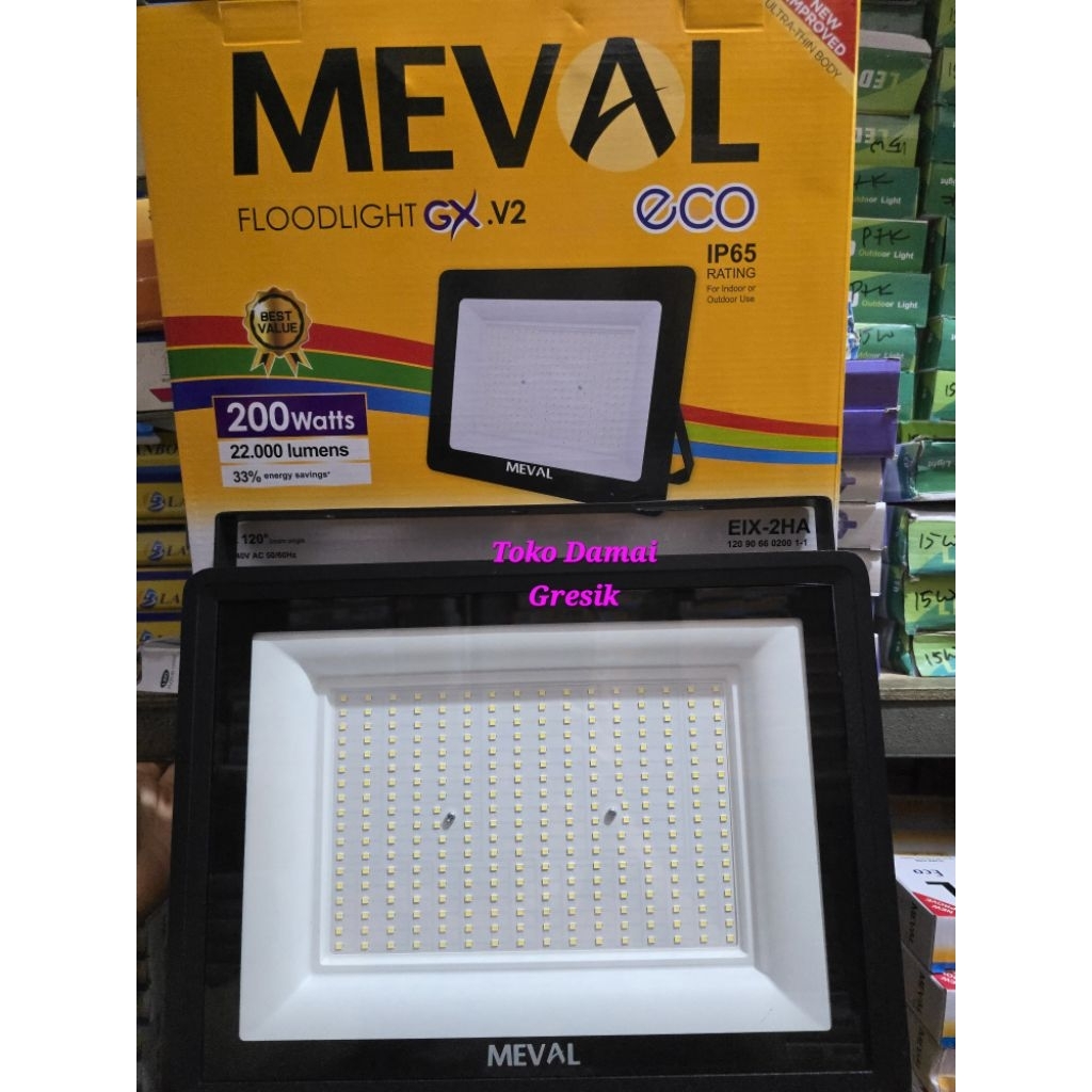 Meval Floodlight Led 200w. LampuLed sorot outdoor GX V2 ECO 200Watt EIX-2HA Flood Light waterproof E