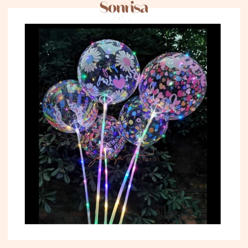SONRISA - BALON PVC BOBO 18 INCH TRANSPARAN MOTIF / BALON BOBO 18 INCH MOTIF / BALON PVC MOTIF 18 IN